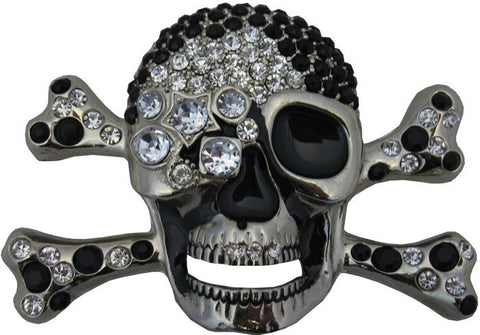 Bejewelled Black Diamond Skull SKULL III Belt Buckle